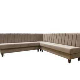 Fluted Back Nutmeg Plush Velvet , Kitchen + Commercial Corner Booth Bench Seating Available in Any Colour Or Fabric Bespoke Made To Measure - thumbnail 2