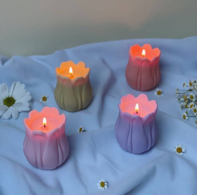 Tulip Candle - Soy Wax Floral Sculptural Spring Home Decor Handmade Decorative Flower Gift - image 1