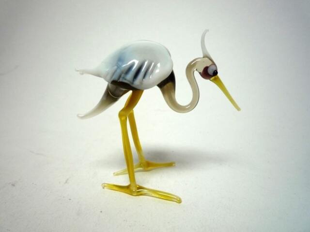 Glass Heron Bird Sculpture, Animals Glass, Art Blown Sculpture Made Of Glass, Ein Reiher - image 1
