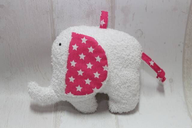 Cuddly Animal Elephant White/Pink Quietscherl