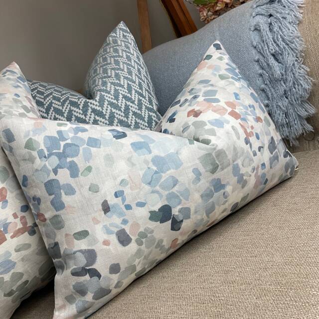 "John Lewis & Partners Dapple Fabric French Blue Abstract Cushion Cover, 12"" X 20" - image 1
