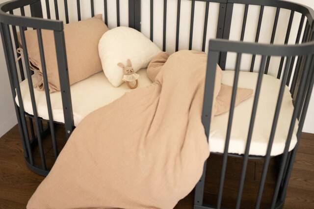 Warm Beige Muslin Cotton Bedding Set Vintage Style - image 1