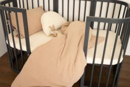 Warm Beige Muslin Cotton Bedding Set Vintage Style - thumbnail 1