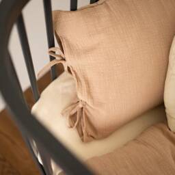 Warm Beige Muslin Cotton Bedding Set Vintage Style - thumbnail 2