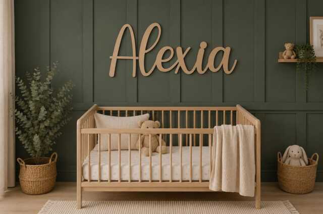 Personalised Wooden Name Sign For Nursery, Custom Baby Wall Decor Playroom Art - image 1