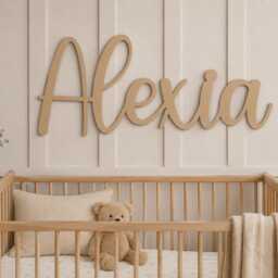 Personalised Wooden Name Sign For Nursery, Custom Baby Wall Decor Playroom Art - thumbnail 4