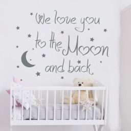 "Moon & Stars Nursery Wall Decal - ""We Love You" - thumbnail 1