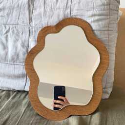 Black Squiggle Mirror For Wall, Oval Pond Irregular Mirror, Deep Black Wavy Wall Decor, Asymmetrical Funky - thumbnail 3