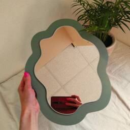 Black Squiggle Mirror For Wall, Oval Pond Irregular Mirror, Deep Black Wavy Wall Decor, Asymmetrical Funky - thumbnail 4