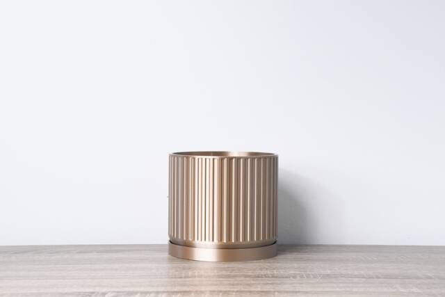 "Jetsetter Planter With Drainage & Saucer in Champagne Bronze, Unique 3D-Printed Plant Pot, Small To Large Sizes 4"" 5"" 6"" 7"" 8" - image 1
