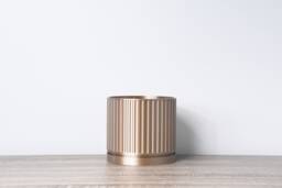 "Jetsetter Planter With Drainage & Saucer in Champagne Bronze, Unique 3D-Printed Plant Pot, Small To Large Sizes 4"" 5"" 6"" 7"" 8" - thumbnail 1