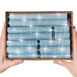 12 Silver Glitter Pillar Candles - thumbnail 3
