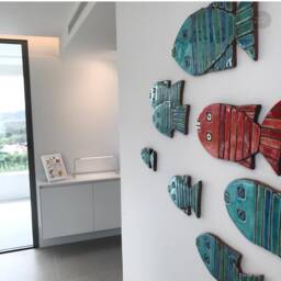 8 Fish Wall Sculpture, Tile Art, Tile, Ceramic Art For Garden Collectible Pieces, Turquoise - thumbnail 4