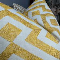 Graphic Cushion Cover, Geometric Pillow Sham John Lewis Meeko Furnishing Fabric, Saffron Handmade in UK - thumbnail 2