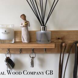 Handmade Oak Waxed Key Hook Shelf Dog Lead Holder, Choice Of Finish - thumbnail 3