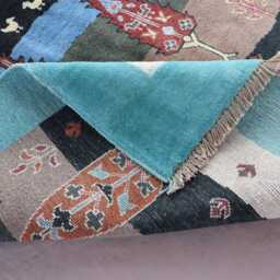 5x7 Tribal Gabbeh Rug Afghan Nomadic Rug, Trees Birds Pictorial Handmade Wool Veg Dyes Turquoise Blue Brown Beige, Living Room - thumbnail 4