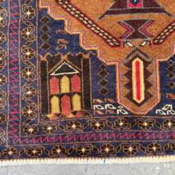 2'5x9.10 Baluchi Runner Rug - Handwoven Wool Tribal Floor , Naturally Dyed Geometric Design Kitchen Hallway Vintage Gift - thumbnail 4