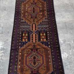 2'5x9.10 Baluchi Runner Rug - Handwoven Wool Tribal Floor , Naturally Dyed Geometric Design Kitchen Hallway Vintage Gift - thumbnail 2