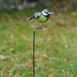 Greenfinch On Stick Metal Garden Ornament Stake Robin Statue Tin Decoration - British Bird Watcher Gardening Large Gift - thumbnail 2