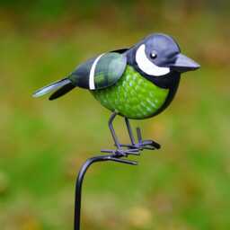 Greenfinch On Stick Metal Garden Ornament Stake Robin Statue Tin Decoration - British Bird Watcher Gardening Large Gift - thumbnail 3