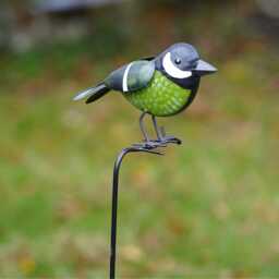 Greenfinch On Stick Metal Garden Ornament Stake Robin Statue Tin Decoration - British Bird Watcher Gardening Large Gift - thumbnail 1