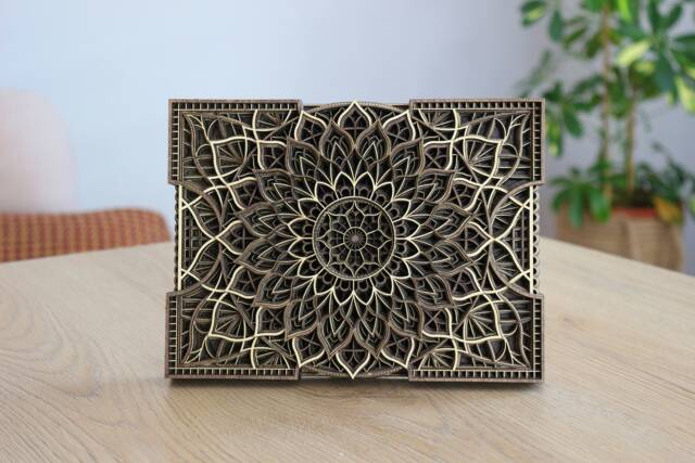 Wooden Mandala Art Decor - Boho Tabletop Accent For Meditation Room, Zen Space & Mindful Home - image 1