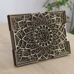 Wooden Mandala Art Decor - Boho Tabletop Accent For Meditation Room, Zen Space & Mindful Home - thumbnail 2
