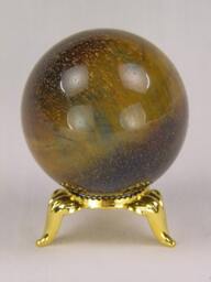 African Golden Tiger Eye Lapidary 44mm Diameter Sphere With Stand 4876K - thumbnail 1