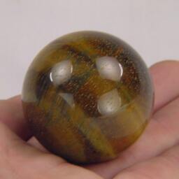African Golden Tiger Eye Lapidary 44mm Diameter Sphere With Stand 4876K - thumbnail 2