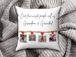 Photo Cushion, Grandparents Christmas Gifts, Gifts For Grandparents, Personalised Photo Cushions, Grandad Gift, Nanny Gift - thumbnail 1