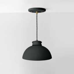 Large Pompeii - Ceramic Pendant Ceiling Light Handmade Minimalist Dome Hanging Fixture in Shadow Charcoal Gray - thumbnail 2