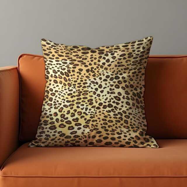 Leopard Print Throw Cushion Cover, Bold Animal Pattern Pillow Cover in Tan & Brown Tones, Safari Wild Spot Case - image 1