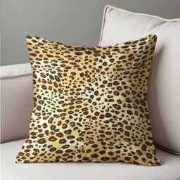 Leopard Print Throw Cushion Cover, Bold Animal Pattern Pillow Cover in Tan & Brown Tones, Safari Wild Spot Case - thumbnail 3