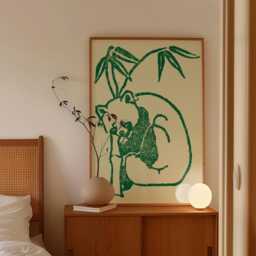 Red Panda Poster, Green Paper Animal Wall Art - thumbnail 2