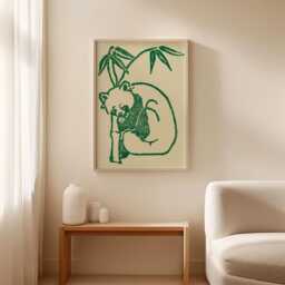 Red Panda Poster, Green Paper Animal Wall Art - thumbnail 3
