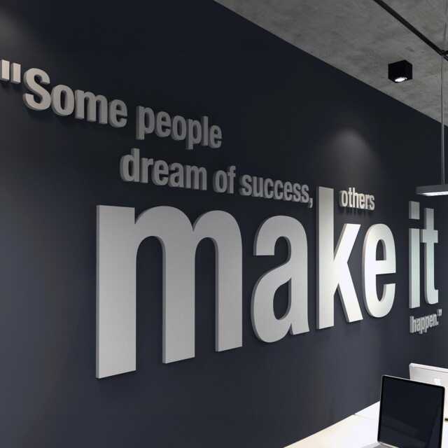 Motivational Office Wall Decor, Make It Happen Art, 3D Sign, Workspace Business Skuomih - image 1