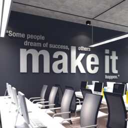 Motivational Office Wall Decor, Make It Happen Art, 3D Sign, Workspace Business Skuomih - thumbnail 3
