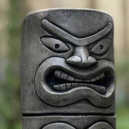Tiki Totem Pole Sculpture Tropical Island Decor Outdoor Polynesian Statue Garden Hawaiian Accent Stone Tribal Ornament Halloween Figurine - thumbnail 2