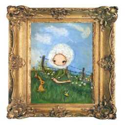 Dandelion Rabbit Art Print Surreal Animal & Bird Wall Decor - thumbnail 2