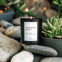Lemongrass Ginger Soy Candle For Stress Relief Spa Gift Her Relaxation Christmas Yoga Meditation Self Care - thumbnail 2