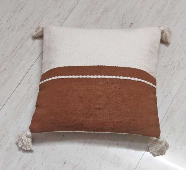 Handmade Rust Orange Tufted Cotton Pillow Cover Boho Decor - image 1