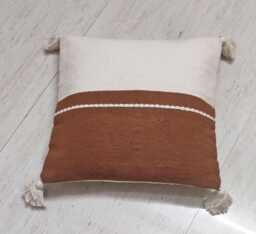 Handmade Rust Orange Tufted Cotton Pillow Cover Boho Decor - thumbnail 1