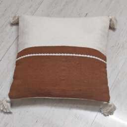 Handmade Rust Orange Tufted Cotton Pillow Cover Boho Decor - thumbnail 3