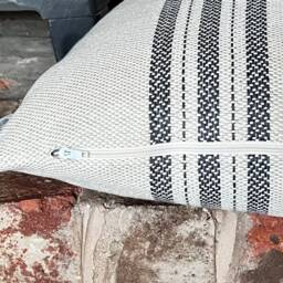 1506. Grey Stripe Jauja Heavy Linen Look Cushion Cover, Various Sizes - thumbnail 2