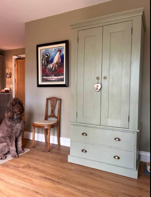 90cm Slim Freestanding Solid Wood Kitchen Larder Cupboard, Hand Painted Pantry Storage Unit - image 1