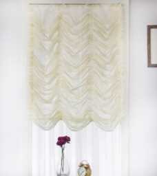 Beige Cream Voile Sheer Austrian Shade Roman Shade