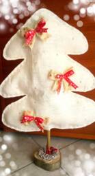 Christmas Tree in Fabric With Led Lights & Natural Wood Base - thumbnail 4