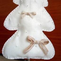 Christmas Tree in Fabric With Led Lights & Natural Wood Base - thumbnail 3