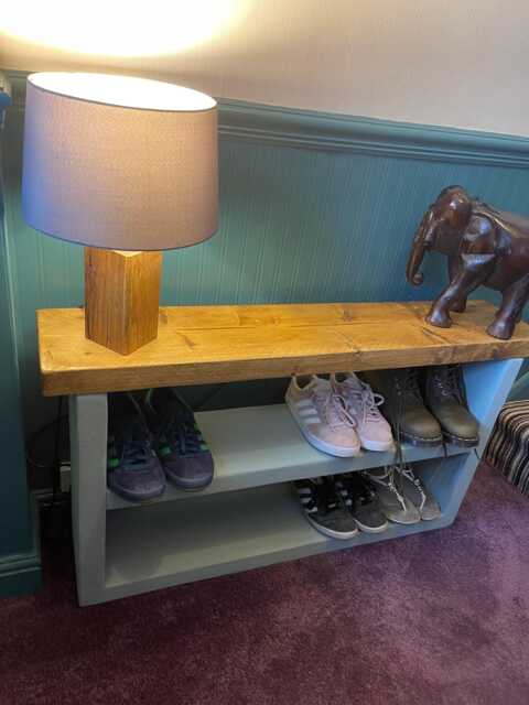 Hamdmade Solid Wood Chunky Shoe Rack/Bench, Wooden Rack, Rustic Storage, Rack - image 1