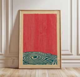 Red Abstract Wall Art Poster - Modern Minimalist Print Textured Graphic Landscape Illustration - thumbnail 1